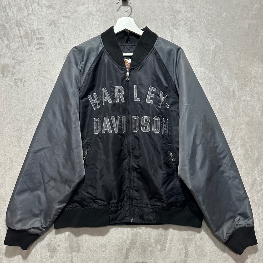 Harley Davidson 100th Anniversary Bomber Jacket Mens XL Black Gray 1903-2003 USA